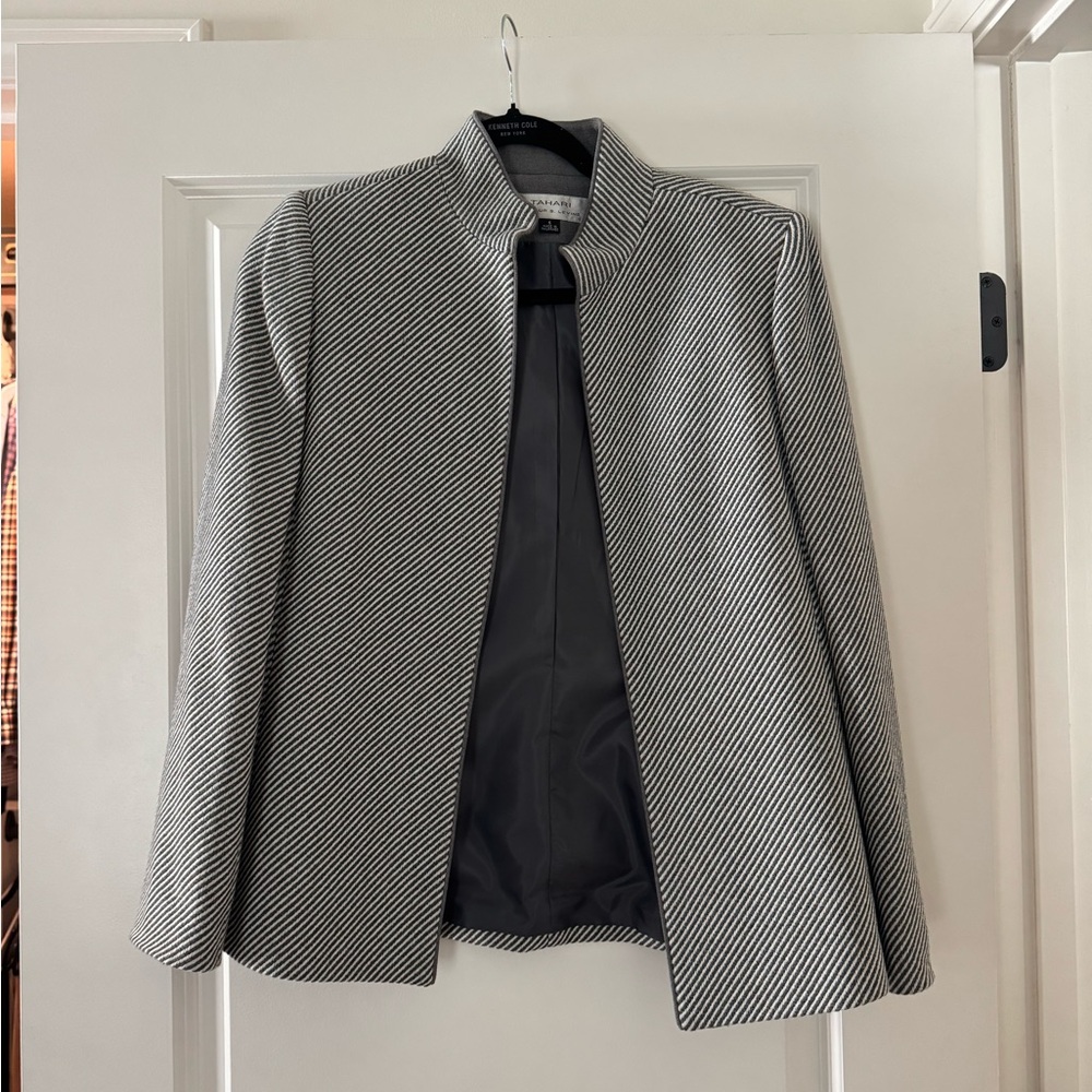 Tahari Women's Striped Gray Jacket